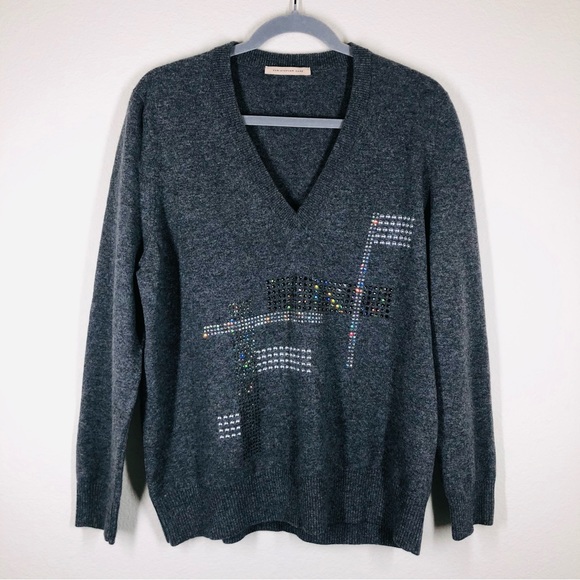 Christopher Kane Hotfix V 100% Swarovski Embellished Sweater Large EUC - Picture 10 of 10